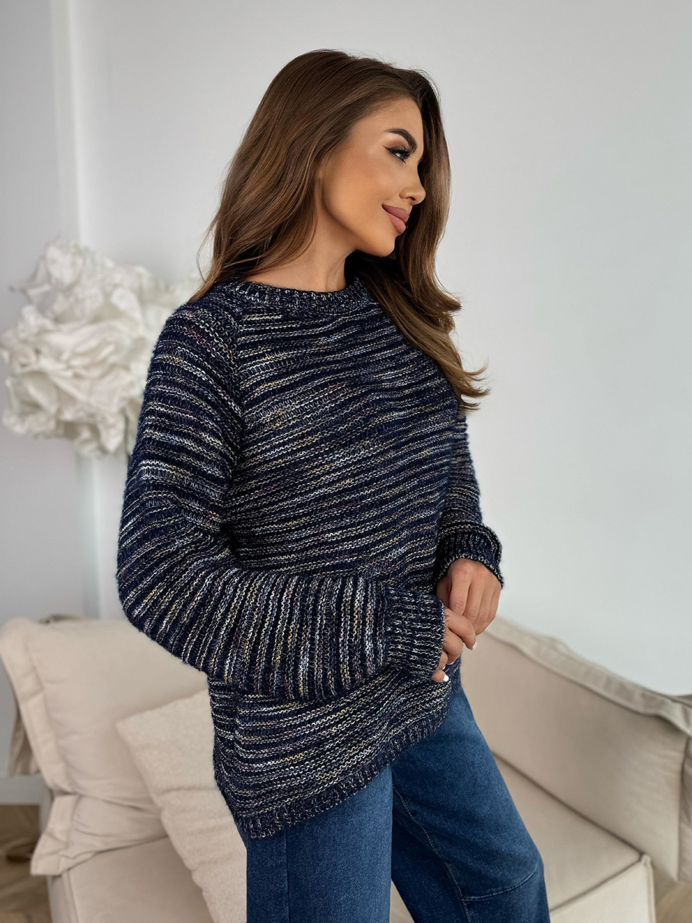 Джемпер ISSA Plus модель WN20-674_темно_синий Джемпер ISSA Plus модель WN20-674_темно_синий Фото