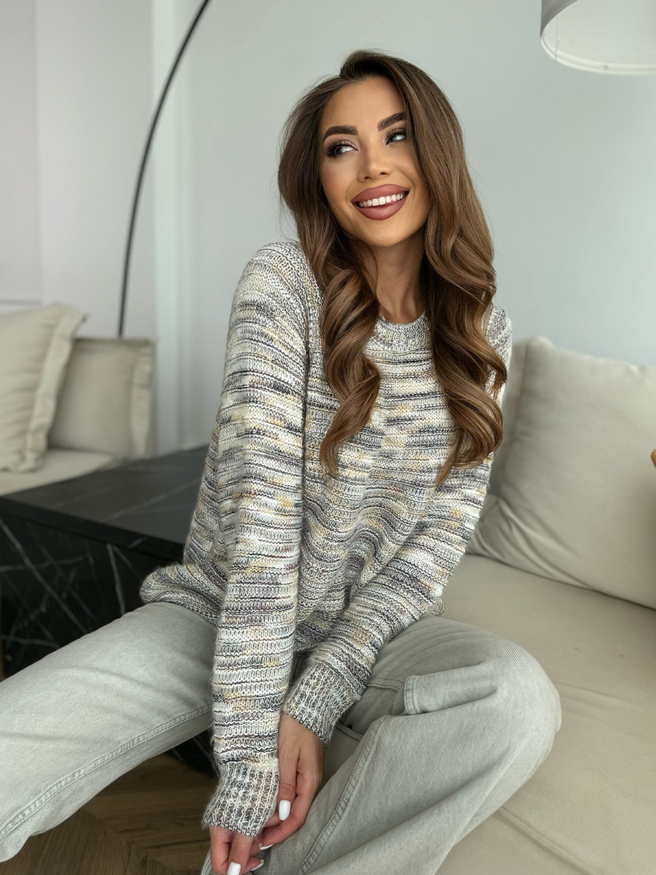 Джемпер ISSA Plus модель WN20-674_бежевый Фото