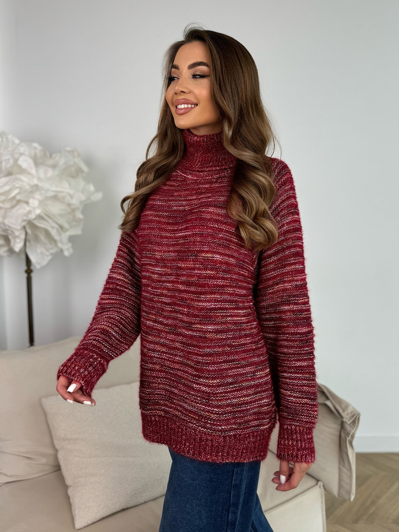 Свитер ISSA Plus модель WN20-675_бордовый Фото