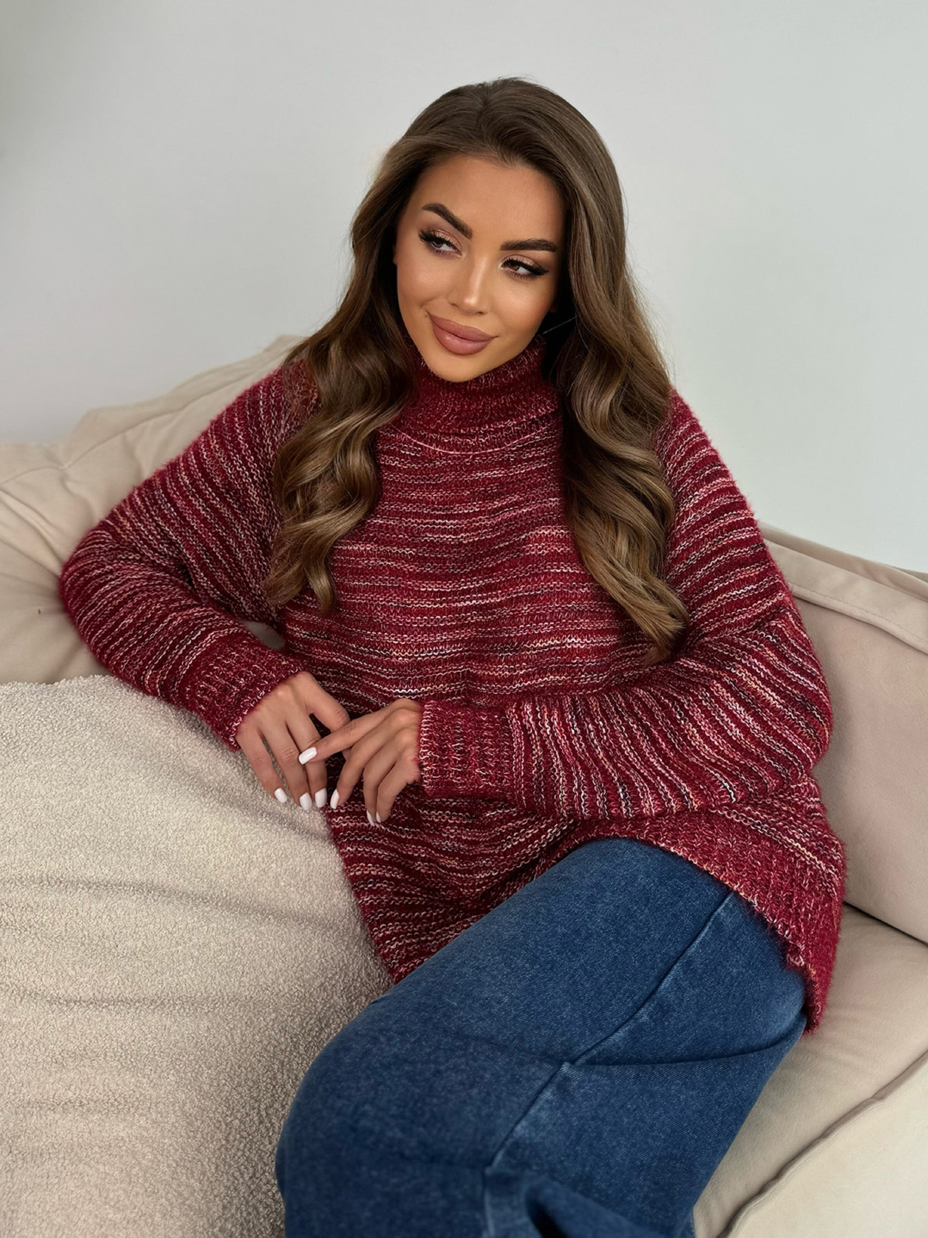 Светр ISSA Plus модель WN20-675_бордовый Фото