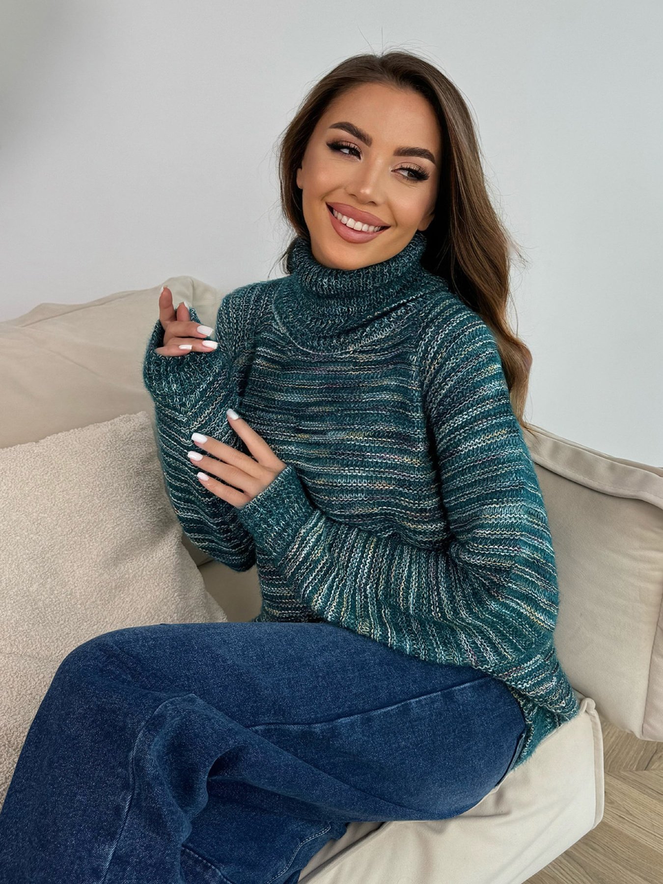 Свитер ISSA Plus модель WN20-675_бирюзовый Фото