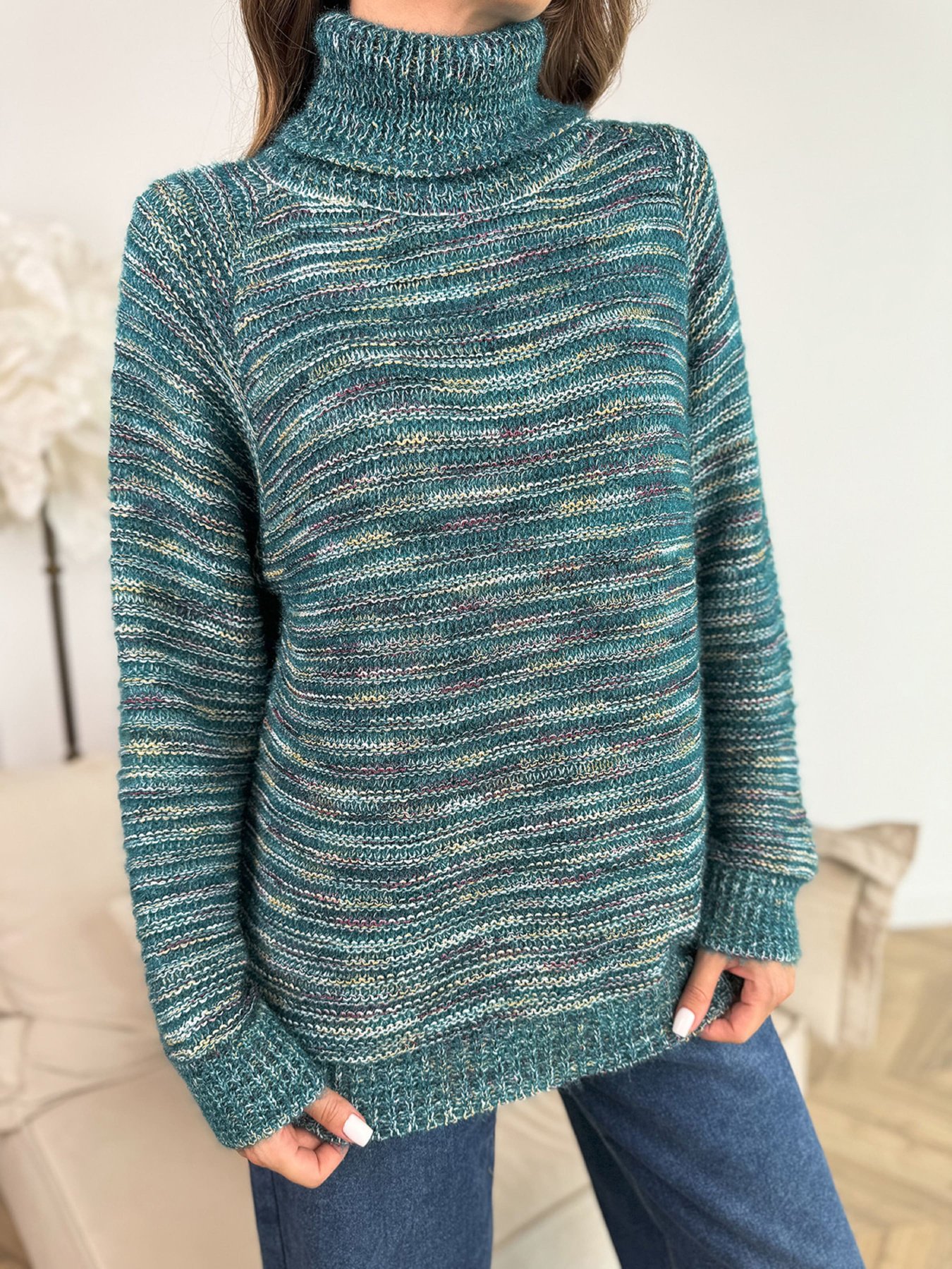 Свитер ISSA Plus модель WN20-675_бирюзовый Фото