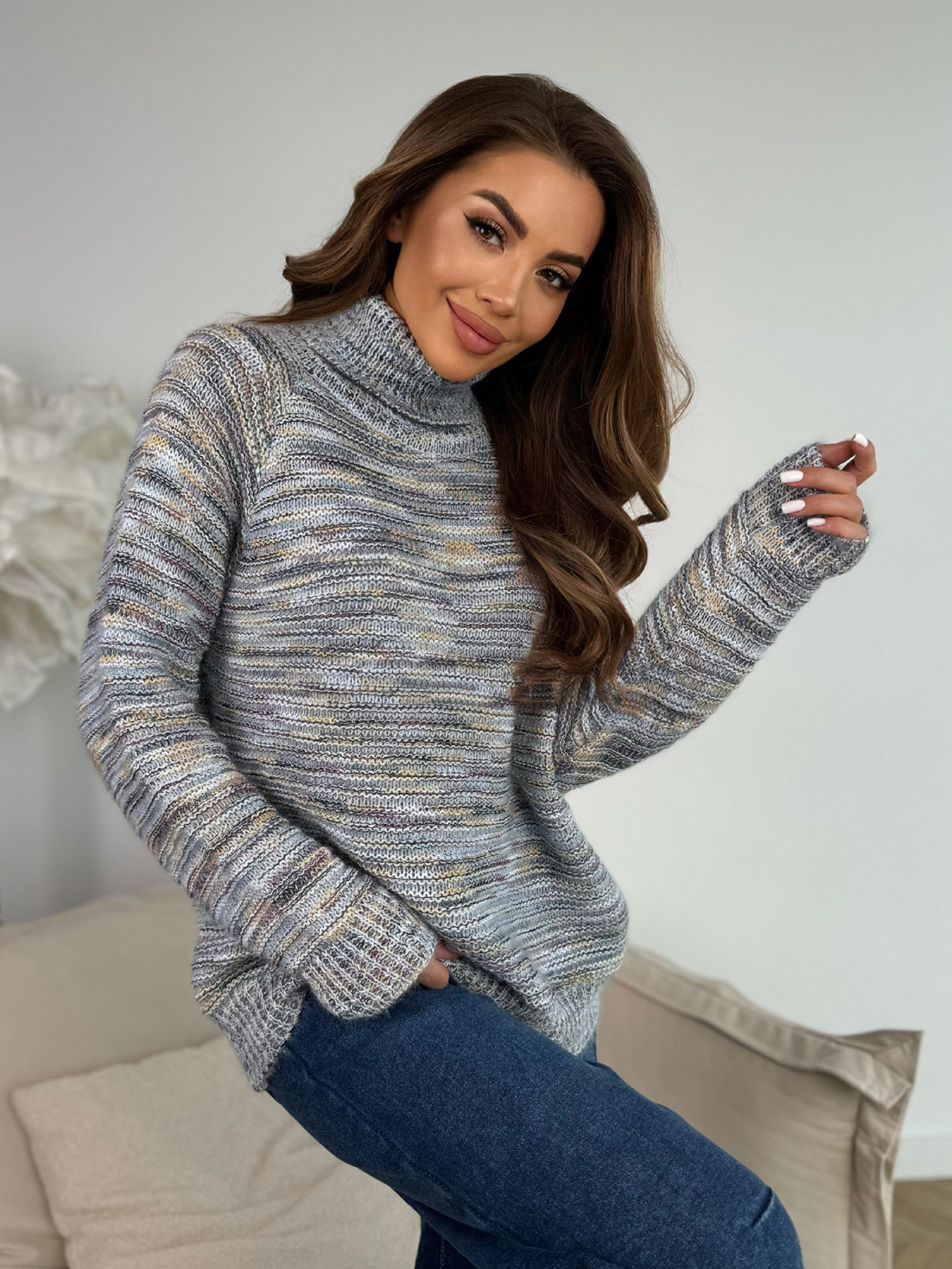 Свитер ISSA Plus модель WN20-675_голубой Фото