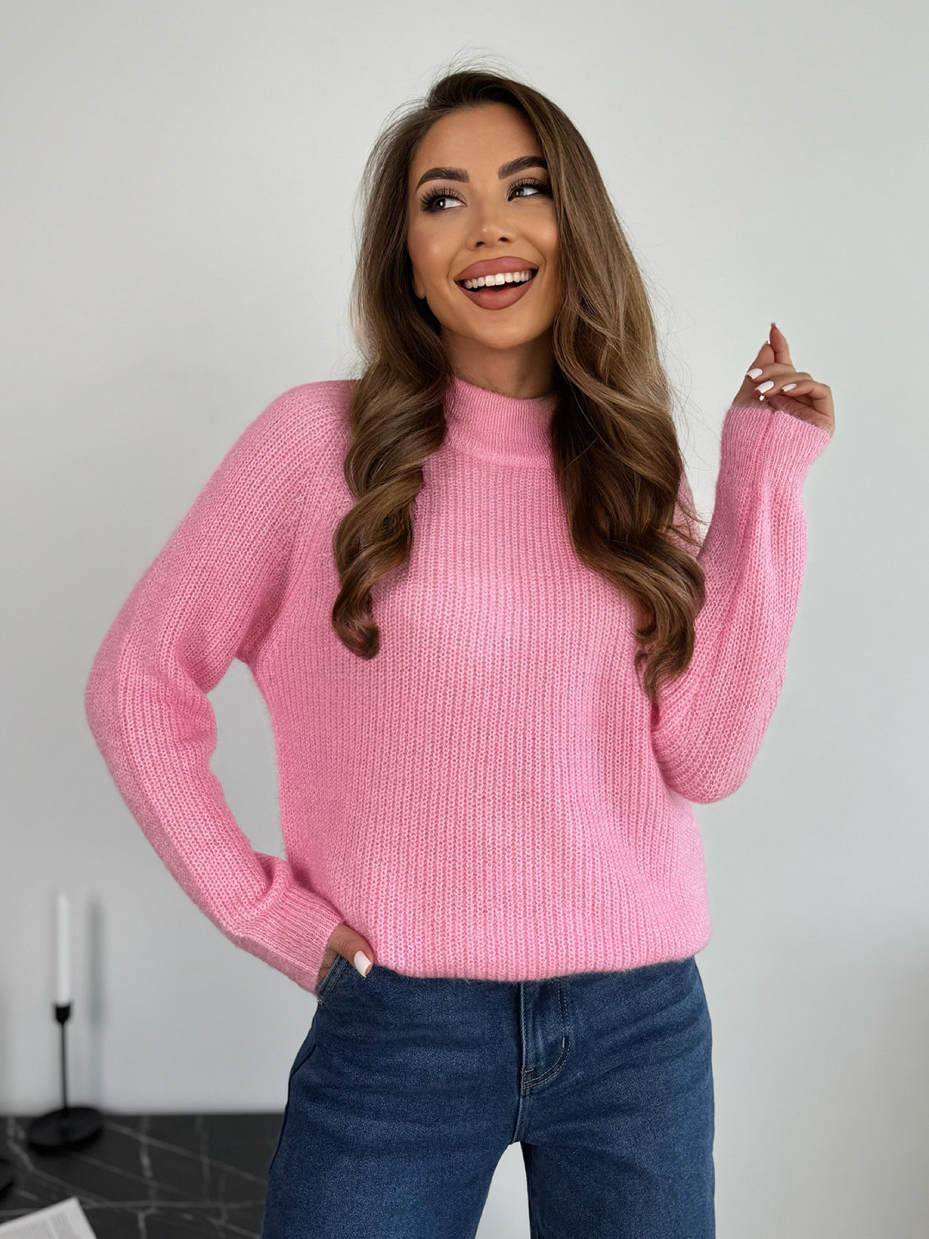 Свитер ISSA Plus модель WN20-676_розовый Фото