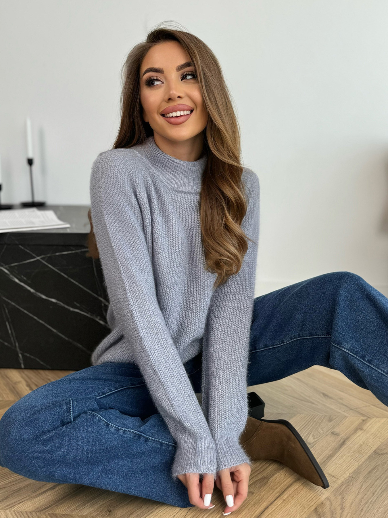 Светр ISSA Plus модель WN20-676_серый Фото