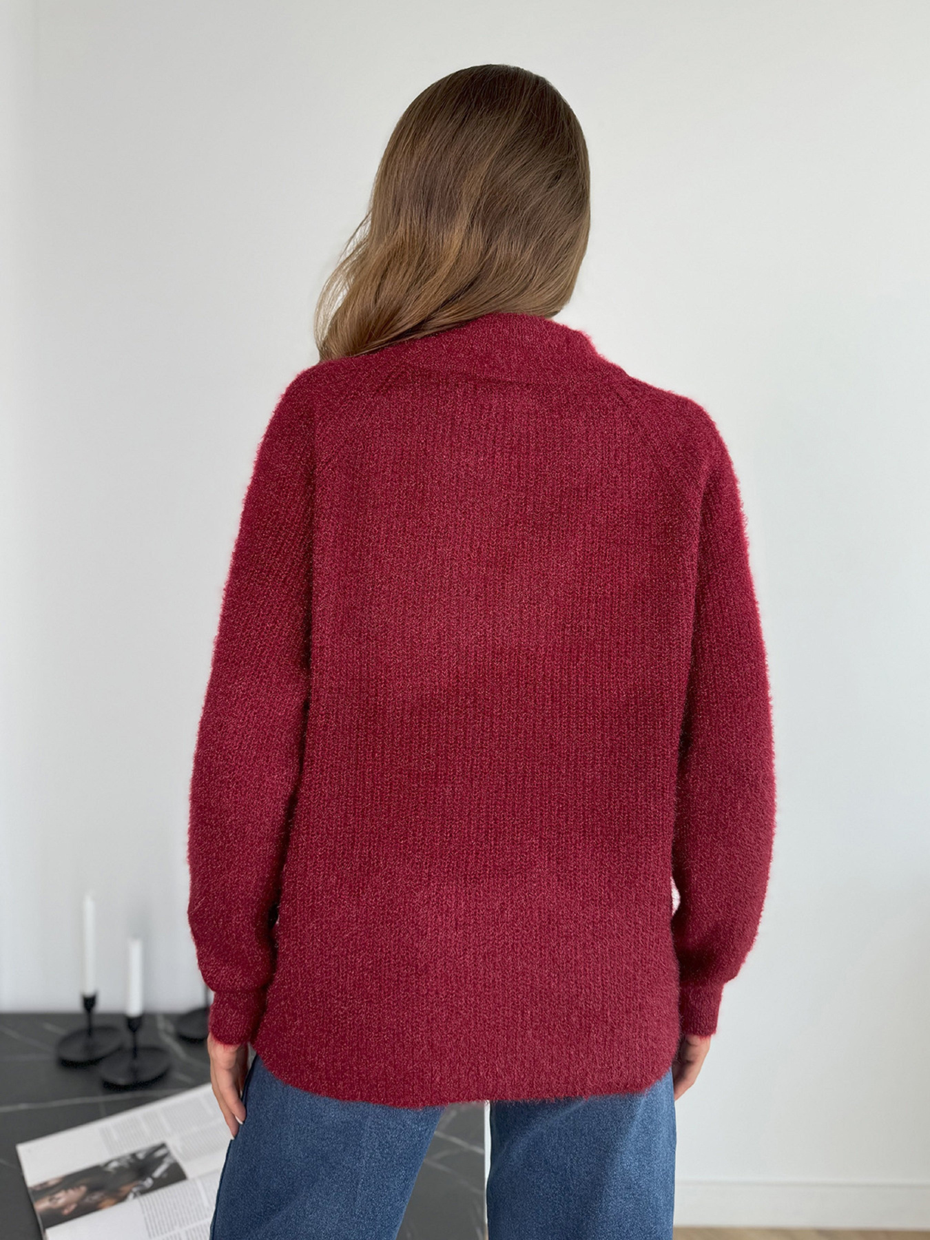 Свитер ISSA Plus модель WN20-676_бордовый Фото