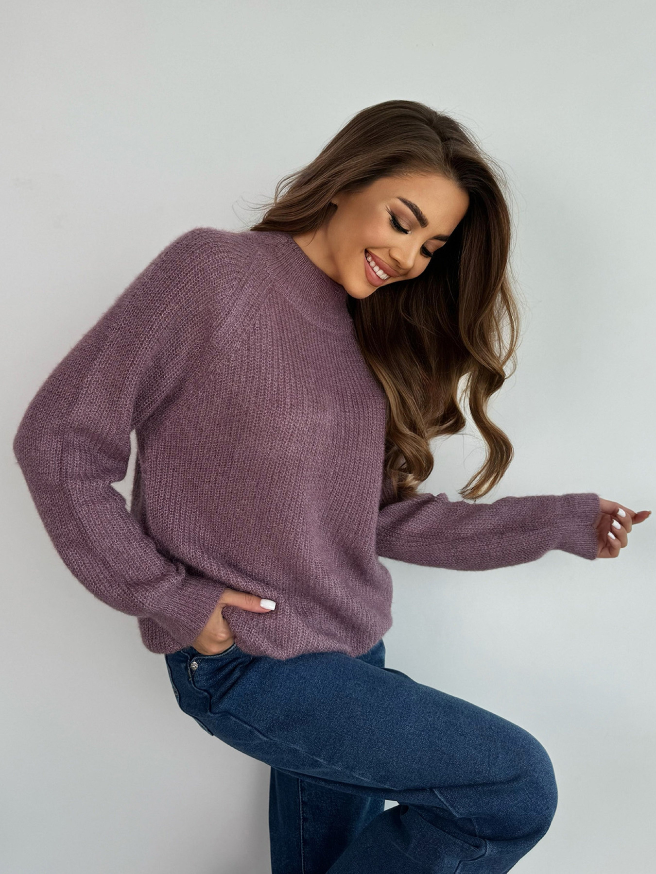 Свитер ISSA Plus модель WN20-676_сиреневый Фото