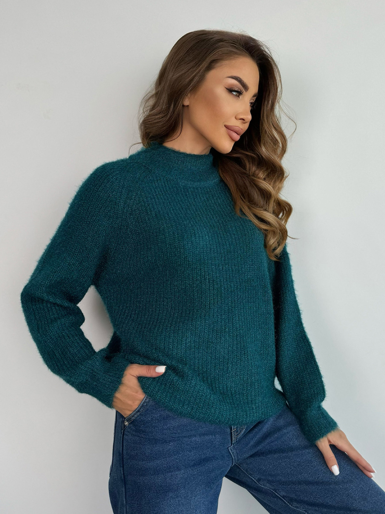 Светр ISSA Plus модель WN20-676_бирюзовый Фото