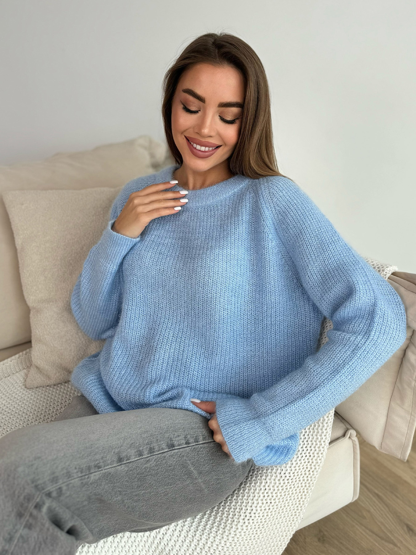 Джемпер ISSA Plus модель WN20-677_голубой Фото