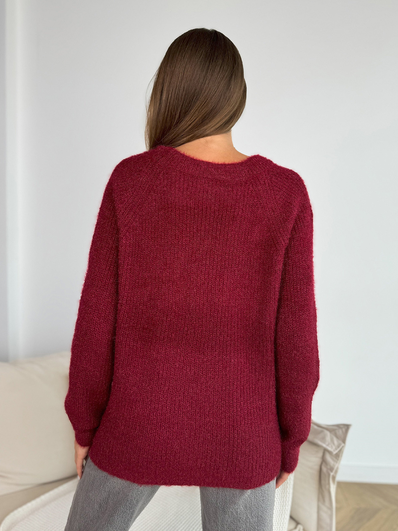 Джемпер ISSA Plus модель WN20-677_бордовый Фото