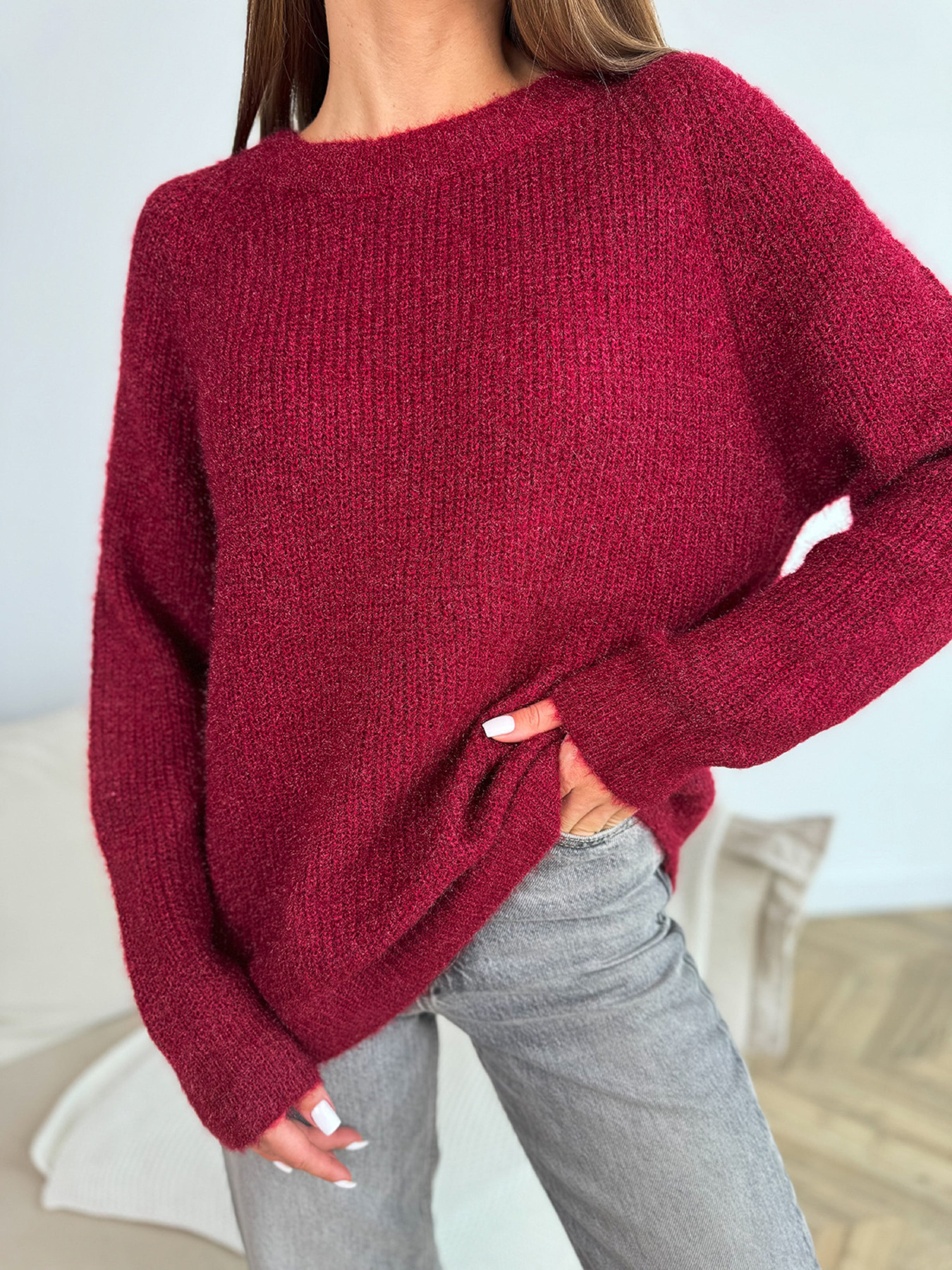 Джемпер ISSA Plus модель WN20-677_бордовый Джемпер ISSA Plus модель WN20-677_бордовый Фото