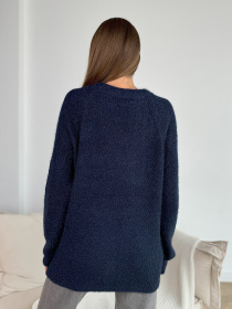 Джемпер ISSA Plus модель WN20-677_темно_синий Джемпер ISSA Plus модель WN20-677_темно_синий Фото