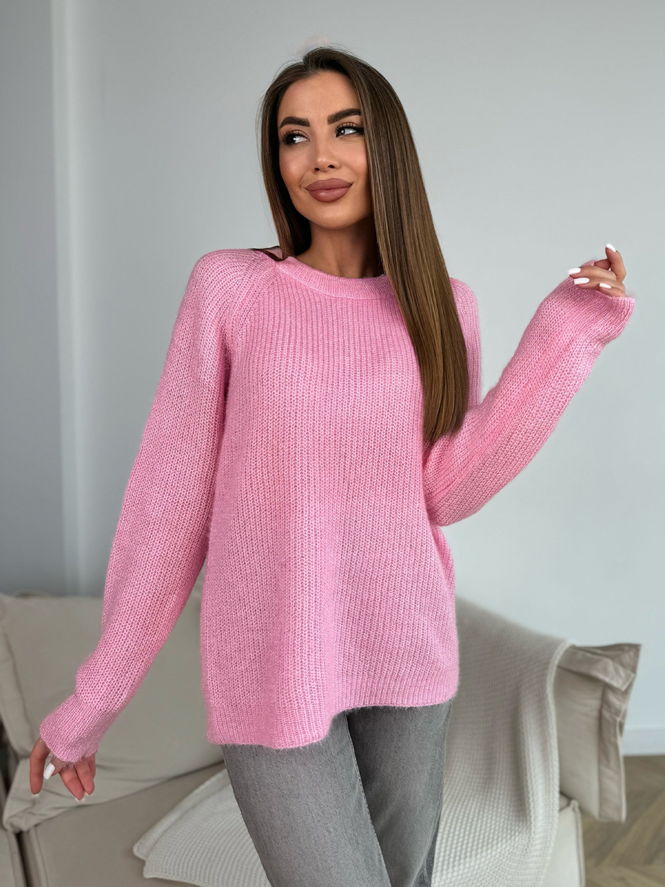 Джемпер ISSA Plus модель WN20-677_розовый Фото