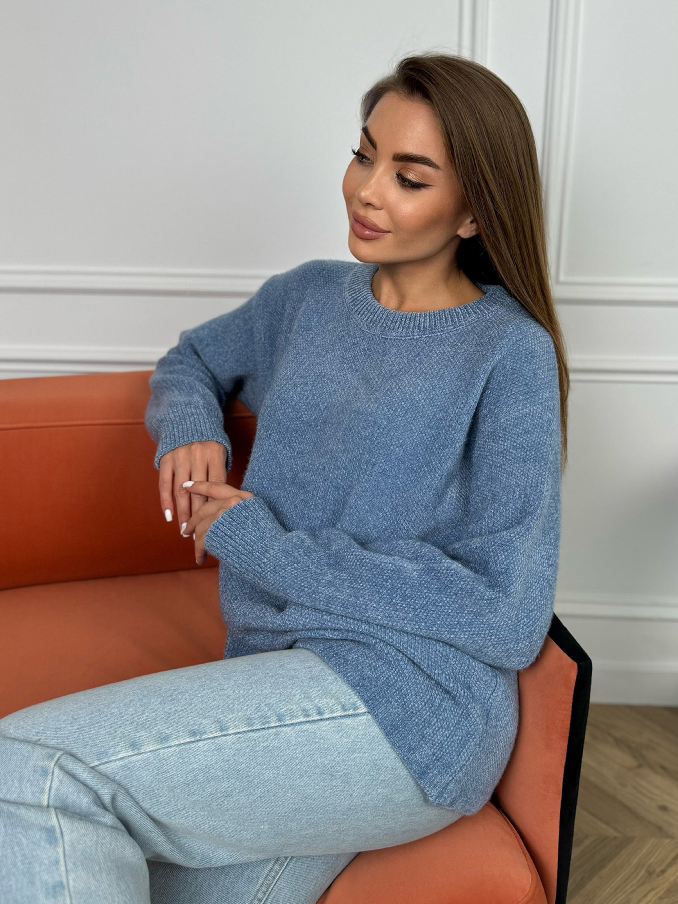 Джемпер ISSA Plus модель WN20-678_голубой Фото