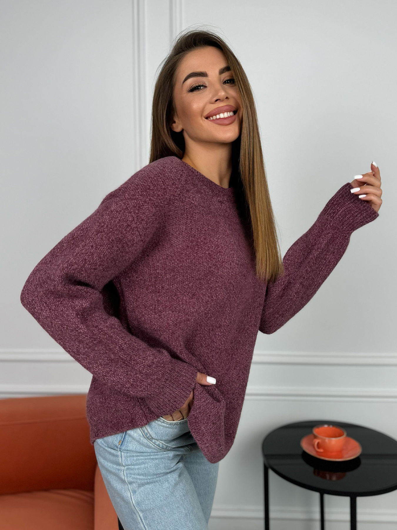 Джемпер ISSA Plus модель WN20-678_сиреневый Фото