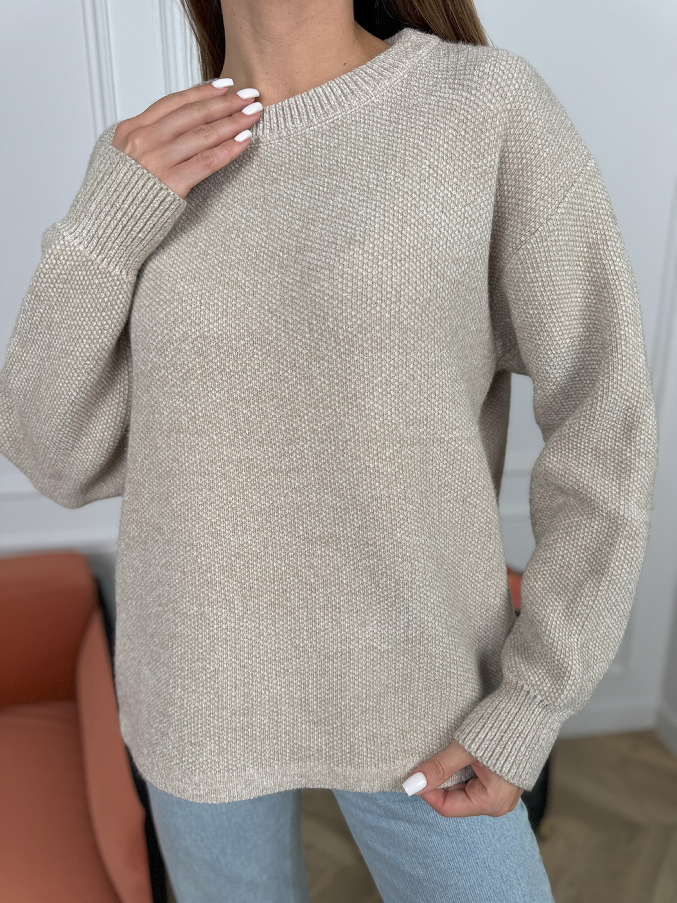 Джемпер ISSA Plus модель WN20-678_бежевый Фото