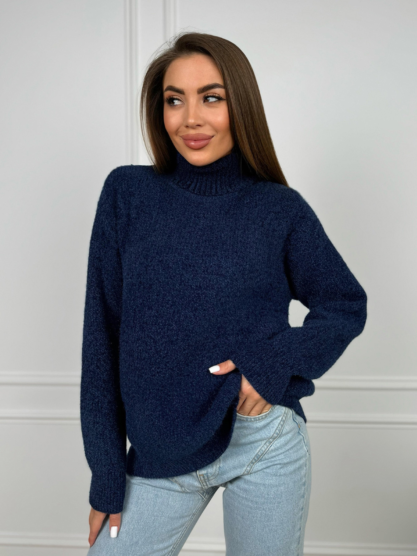 Свитер ISSA Plus модель WN20-680_темно_синий Фото
