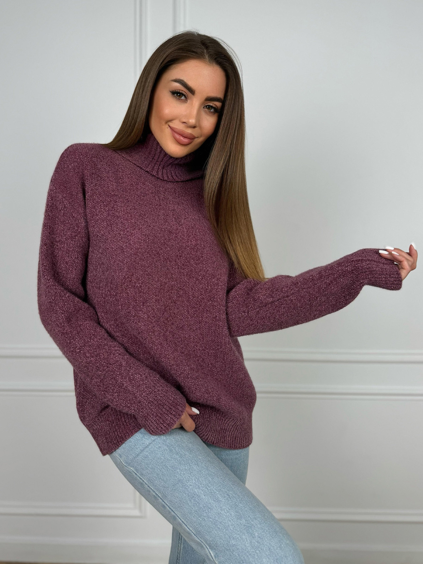 Свитер ISSA Plus модель WN20-680_сиреневый Фото