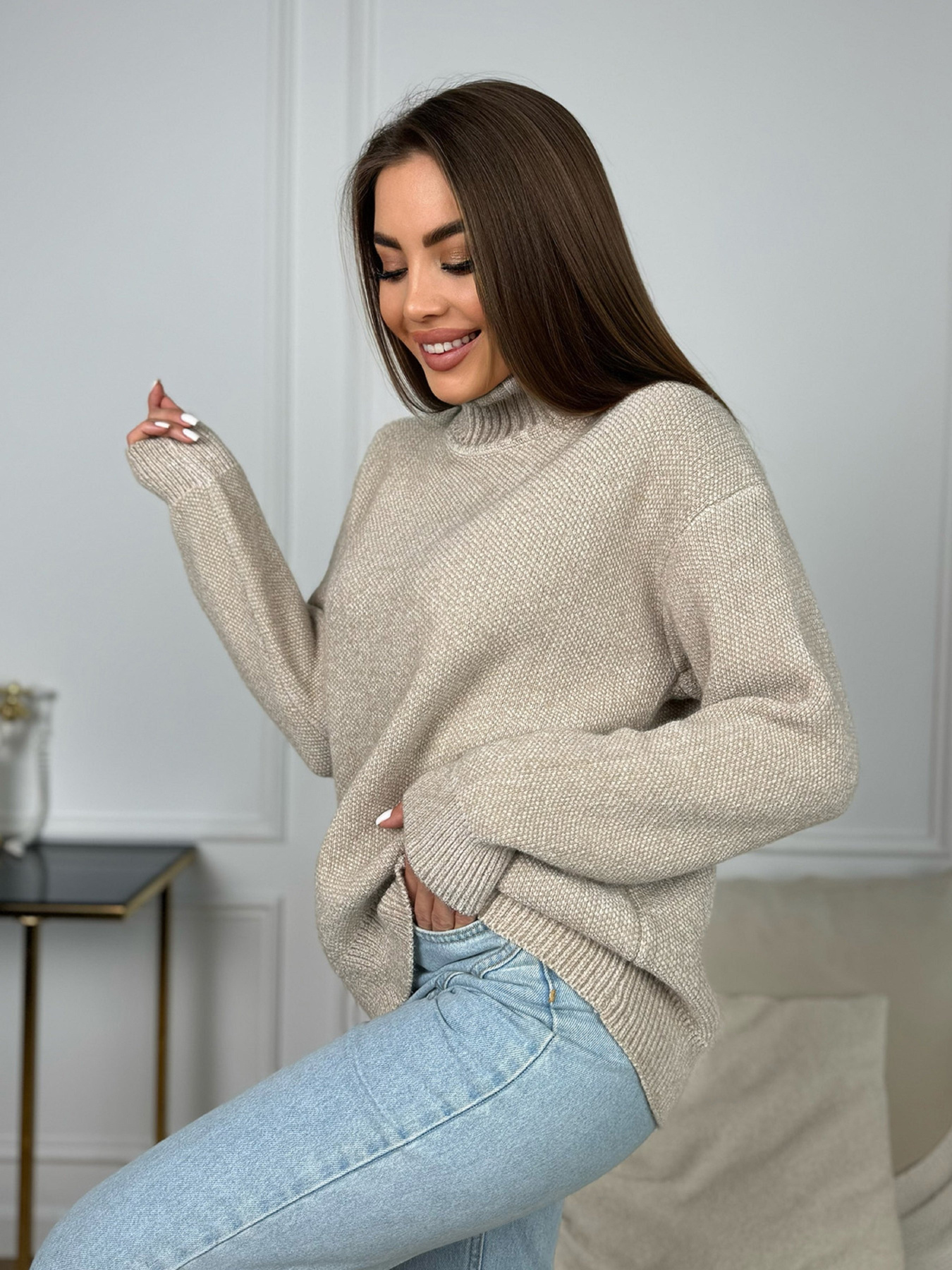 Светр ISSA Plus модель WN20-680_бежевый Фото