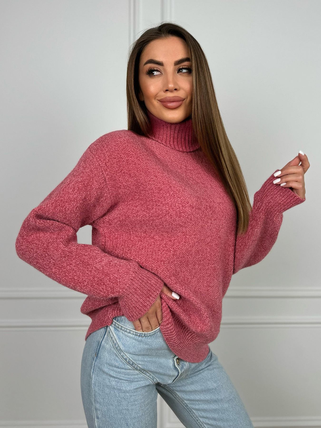 Свитер ISSA Plus модель WN20-680_темно_розовый Фото