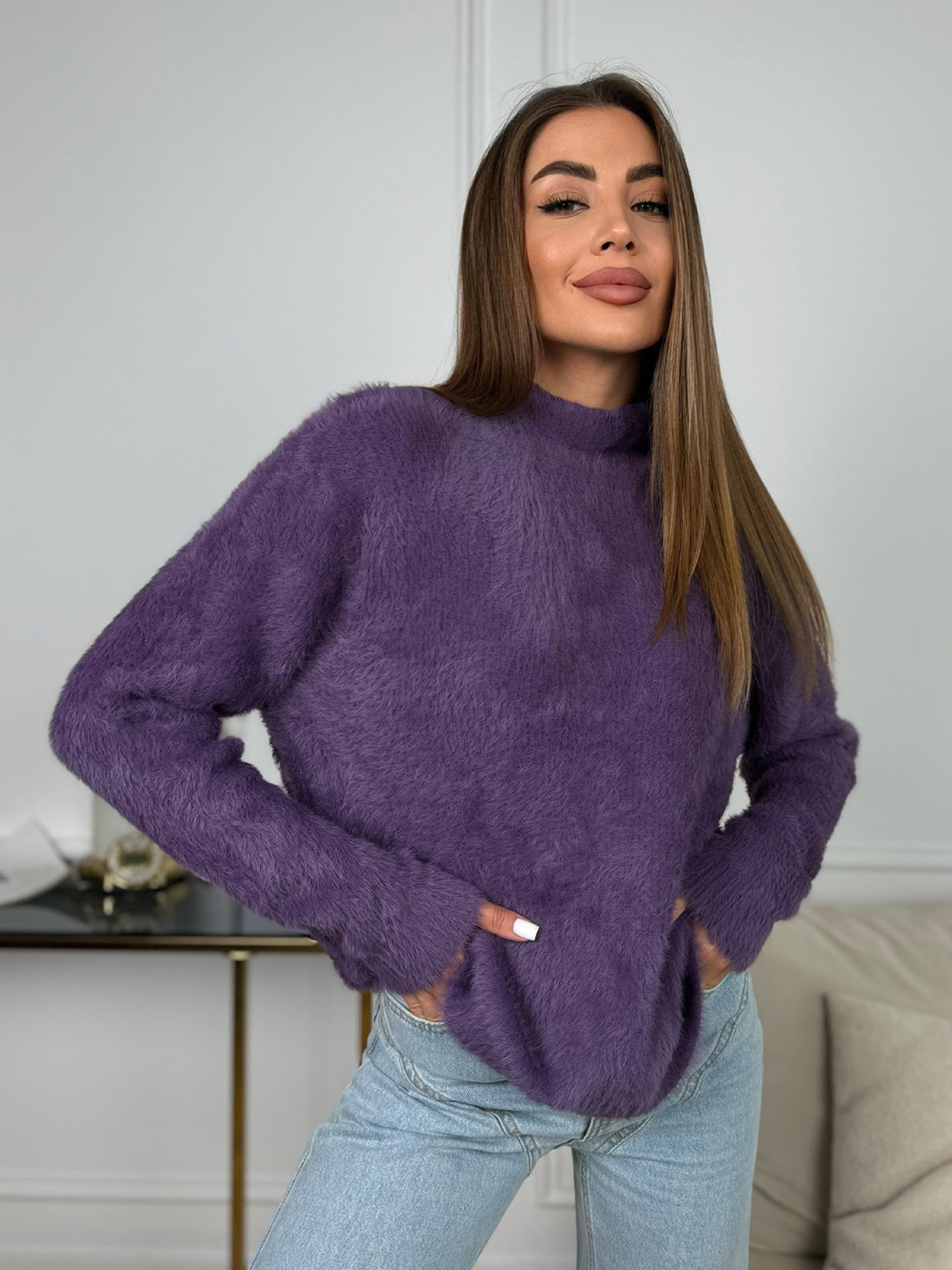 Светр ISSA Plus модель WN20-681_сиреневый Фото