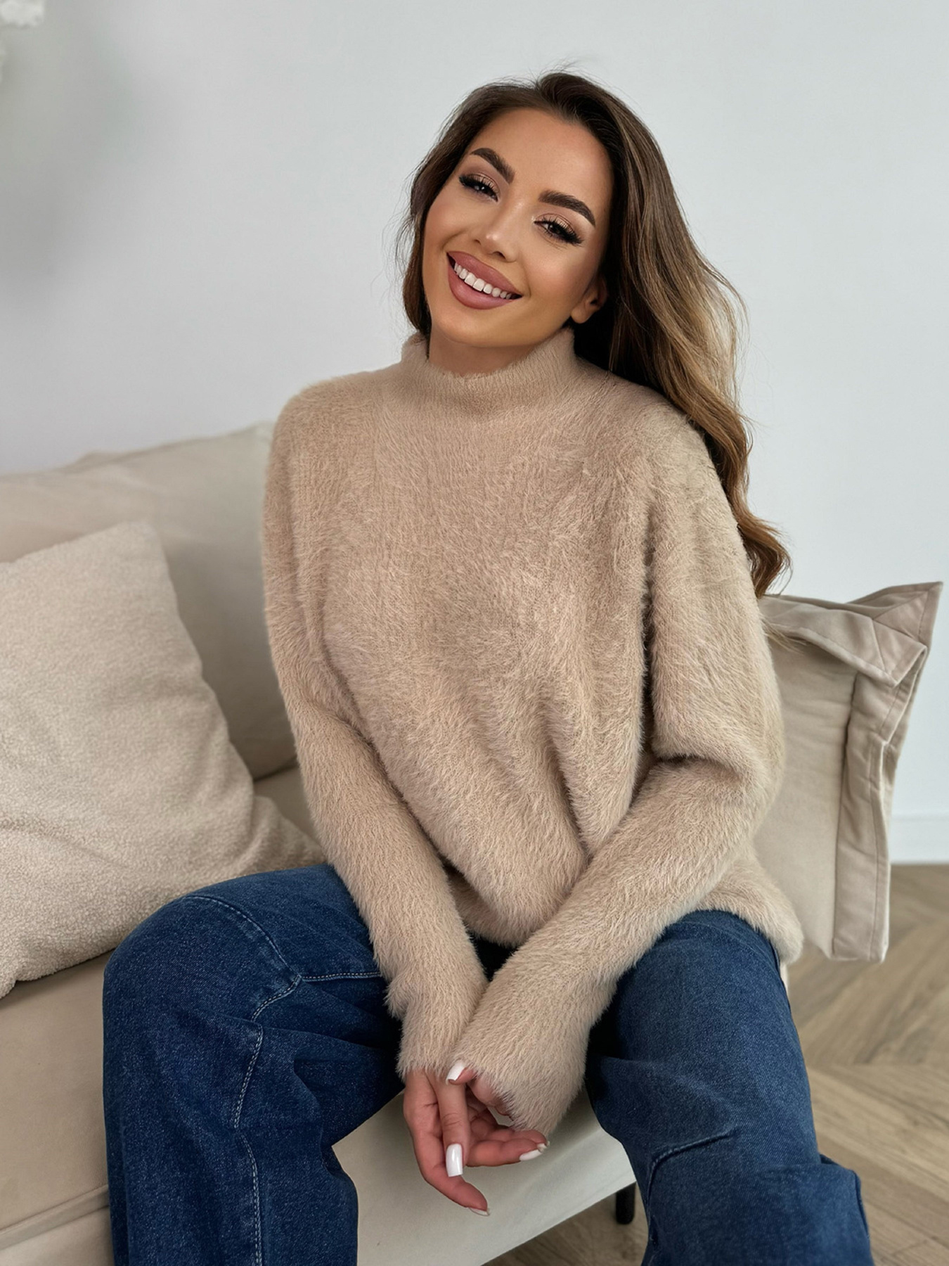 Свитер ISSA Plus модель WN20-681_бежевый Фото