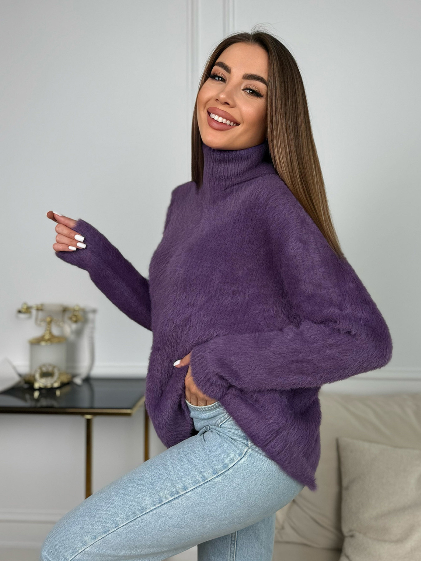 Светр ISSA Plus модель WN20-682_сиреневый Фото