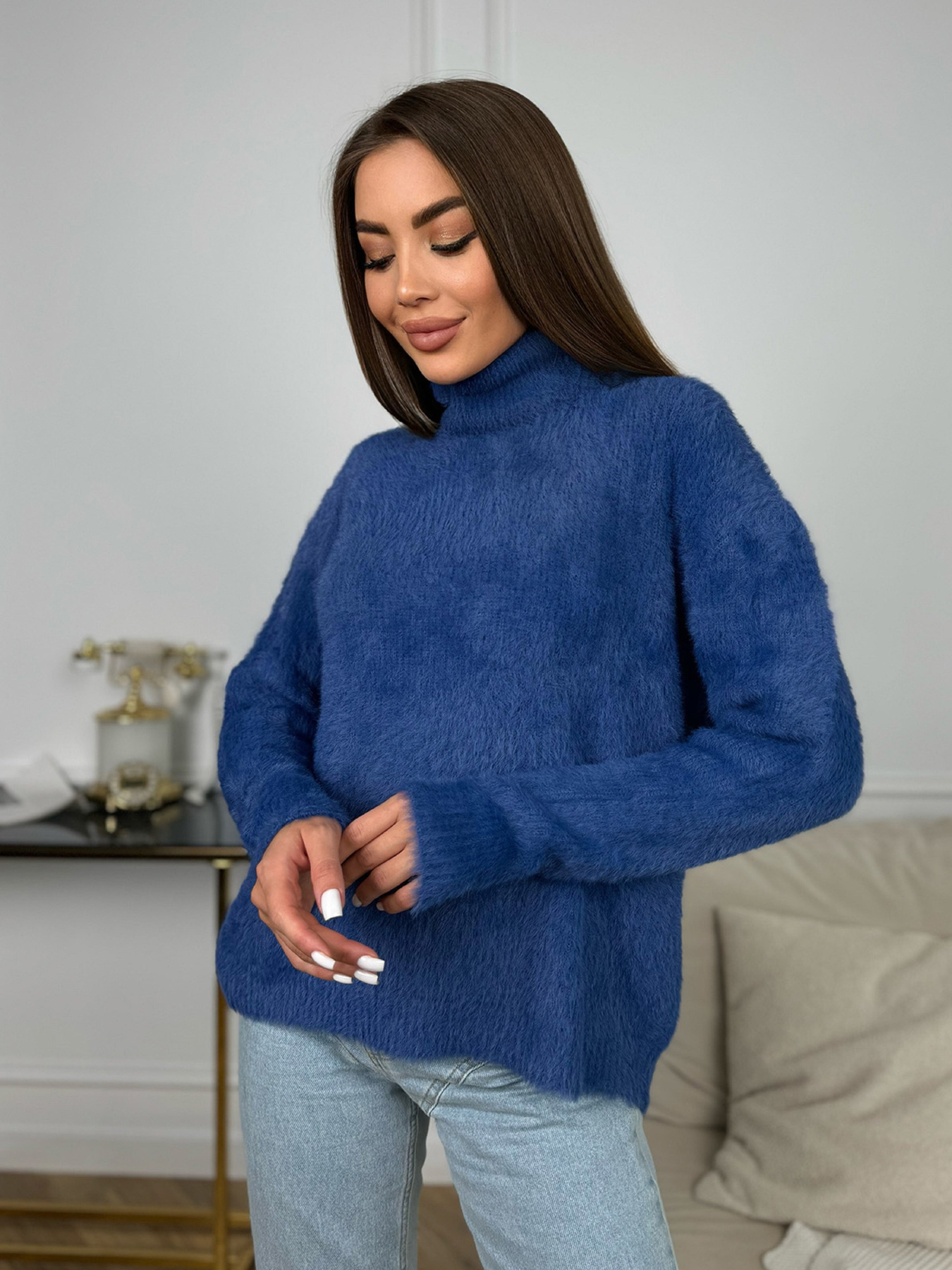 Светр ISSA Plus модель WN20-682_синий Фото