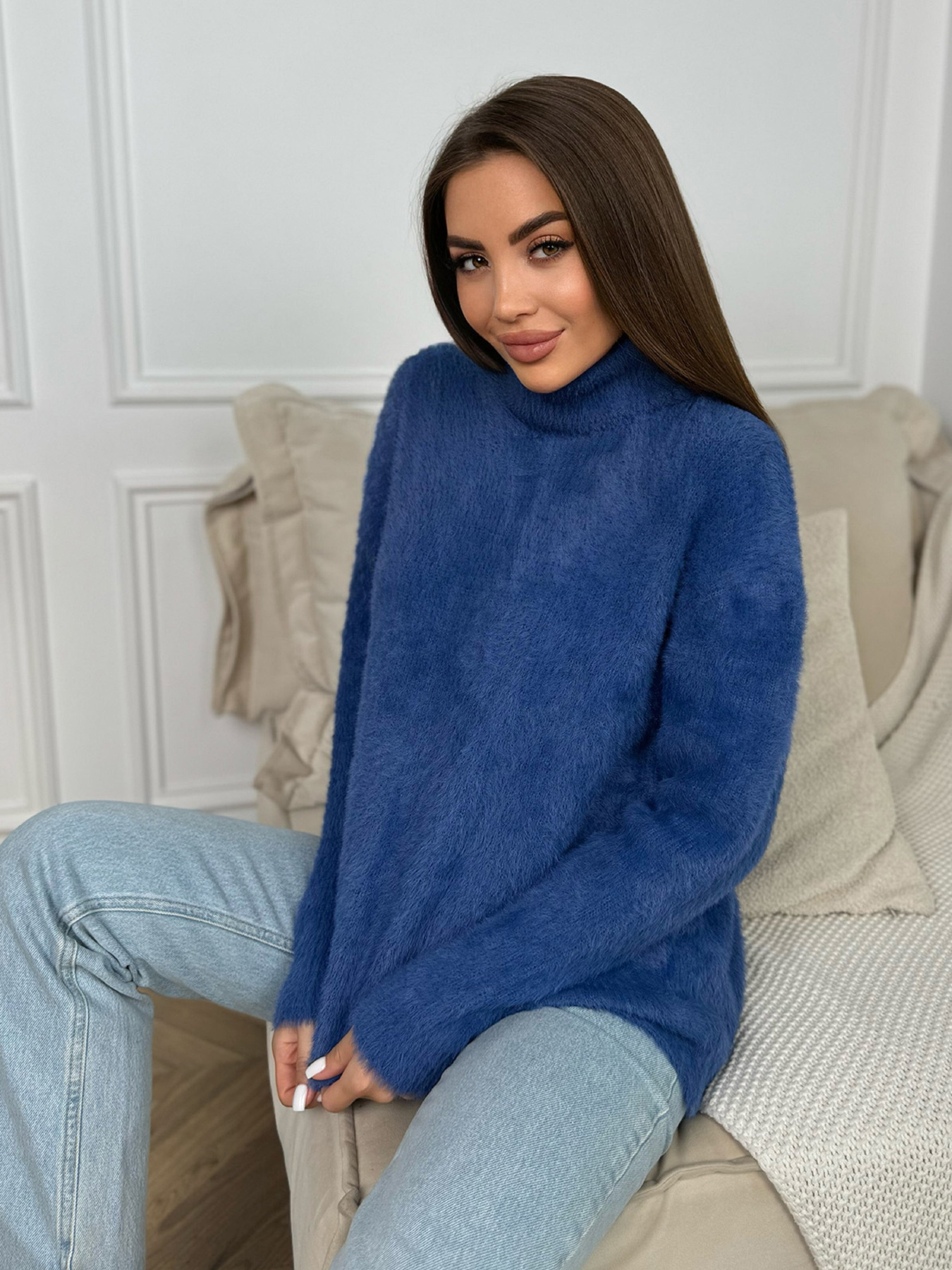 Свитер ISSA Plus модель WN20-682_синий Фото