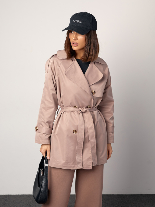 Тренч ISSA Plus модель 14869_коричневый Фото