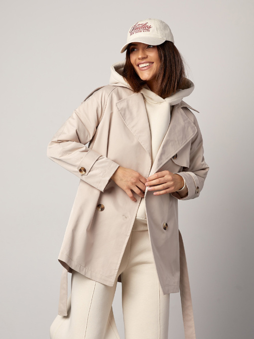 Тренч ISSA Plus модель 14869_светло_бежевый Фото