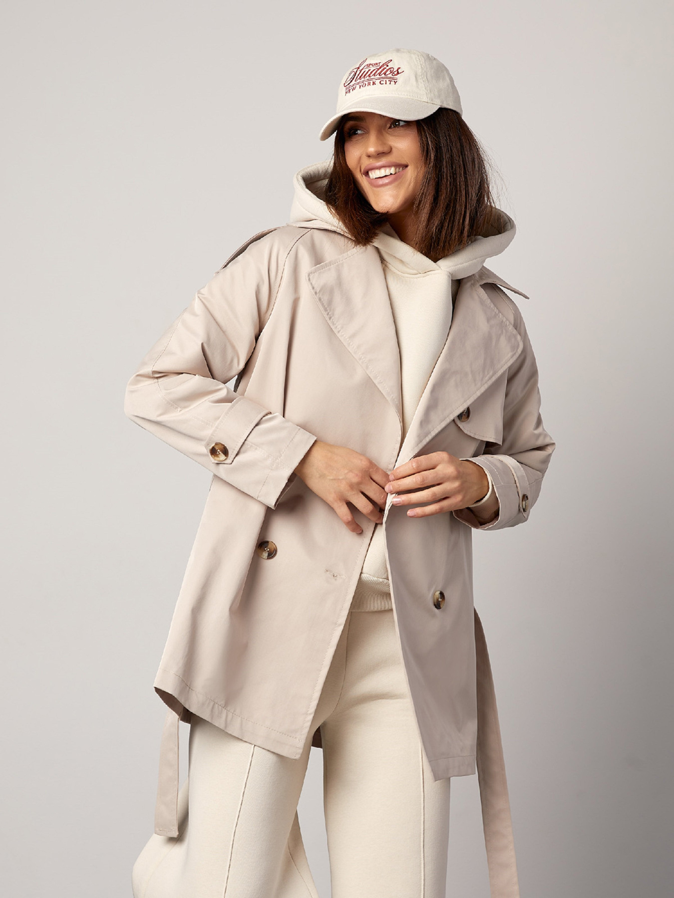 Тренч ISSA Plus модель 14869_светло_бежевый Фото