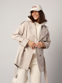 Тренч ISSA Plus модель 14869_светло_бежевый Фото