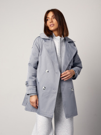 Тренч ISSA Plus модель 14869_серый Фото