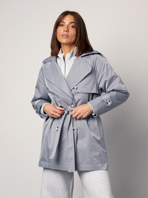 Тренч ISSA Plus модель 14869_серый Фото