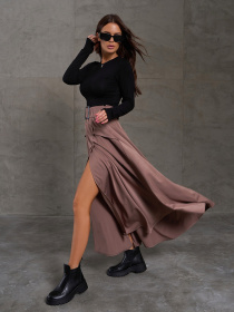 Юбка макси ISSA Plus модель 14837_коричневый Фото