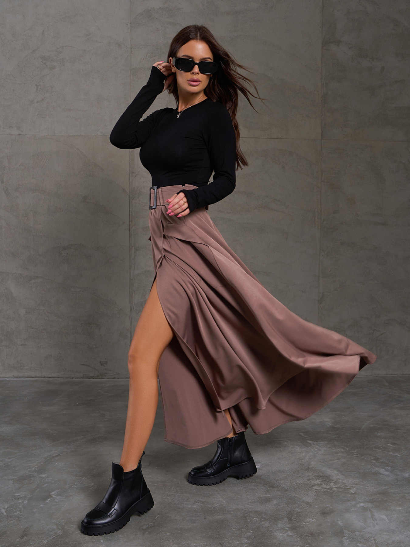 Спідниця максі ISSA Plus модель 14837_коричневый Фото