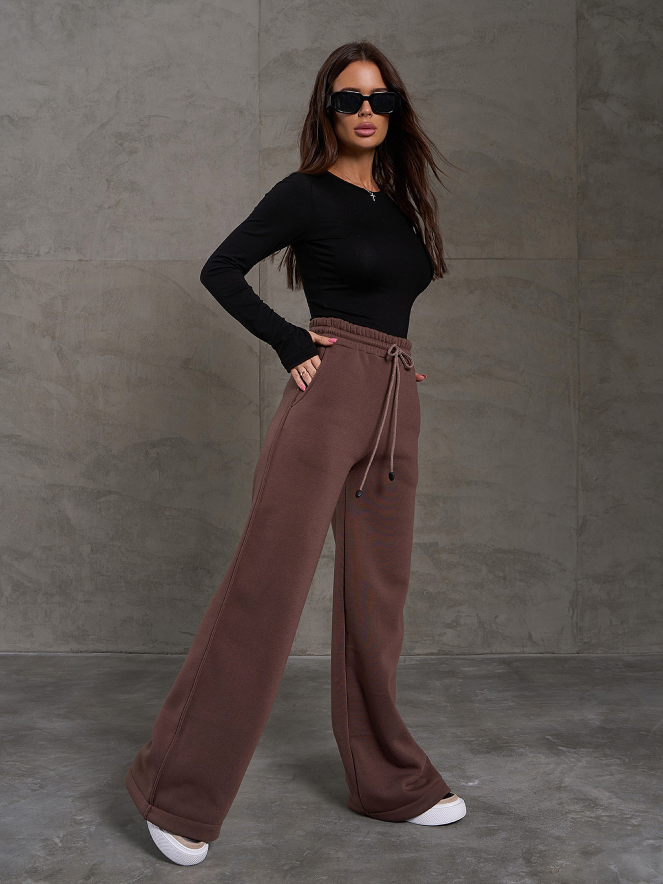 Брюки палаццо ISSA Plus модель 14905_коричневый Фото