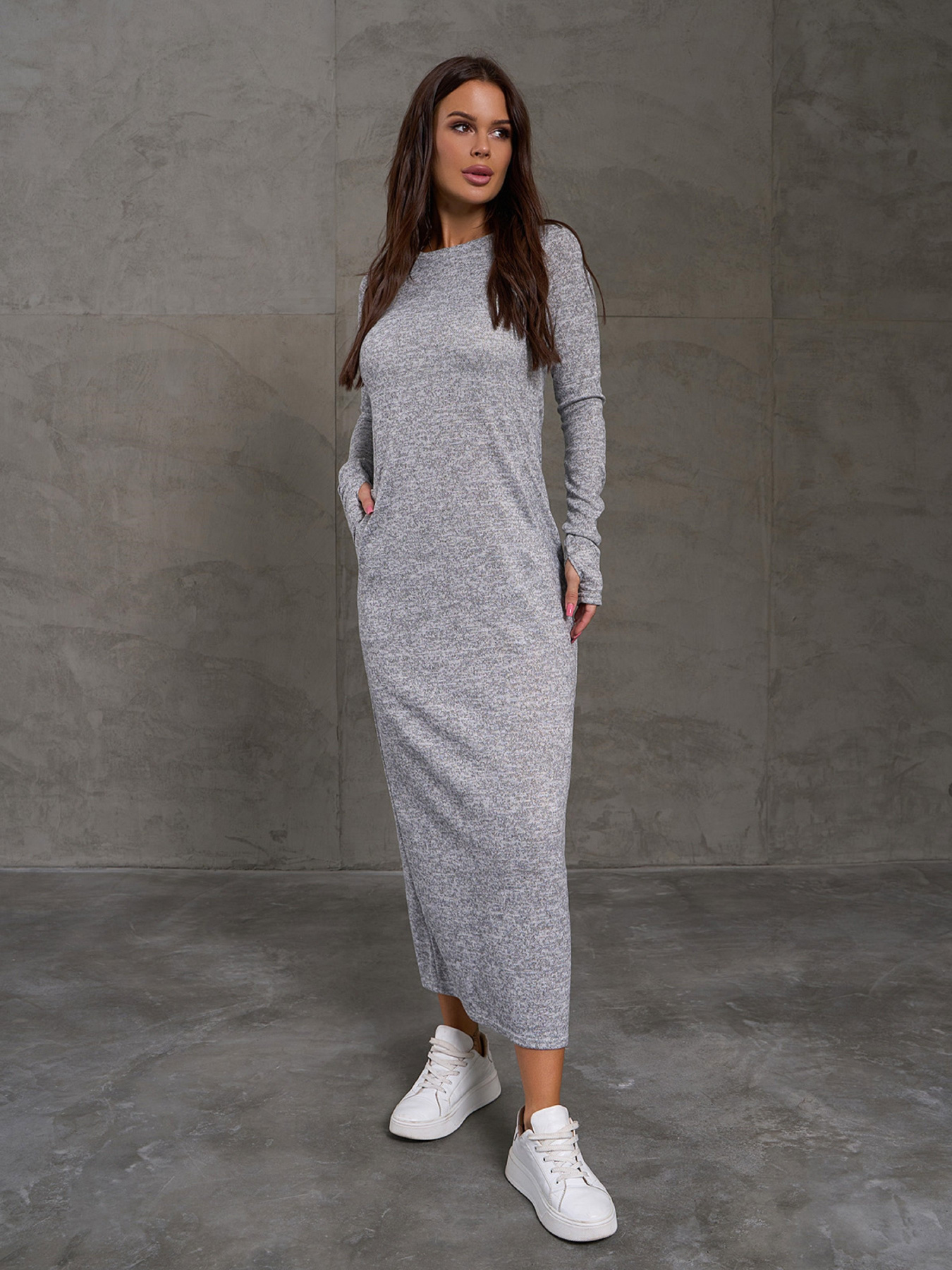 Платье макси ISSA Plus модель 11217_светло_серый Фото