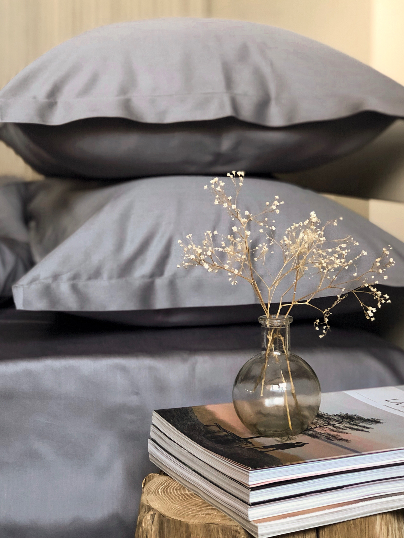 Комплект постільної білизни класичний темно-сірий Cozy модель 8047803 Фото