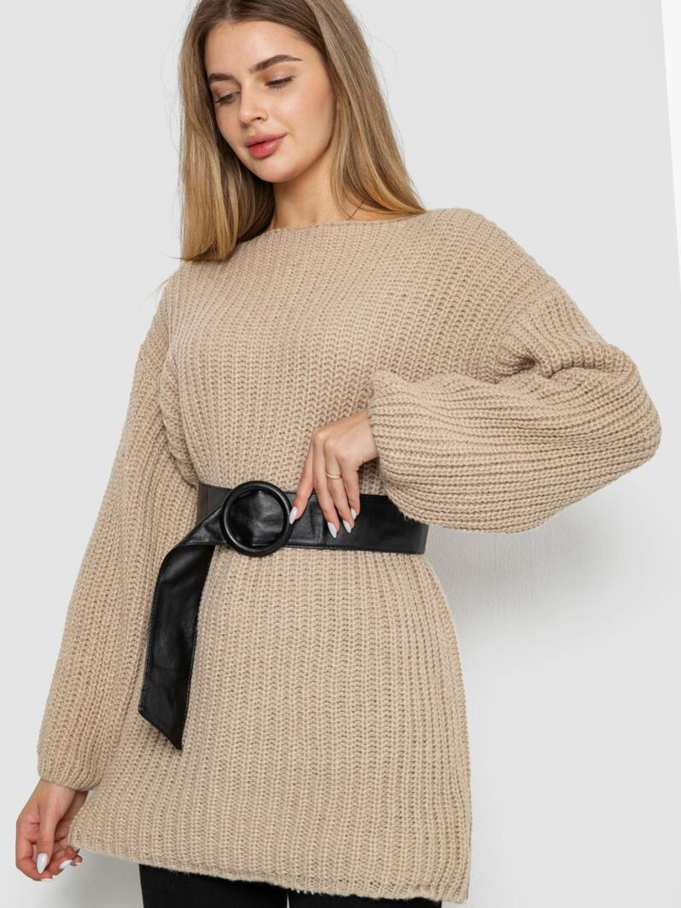 Свитер-туника с поясом 242R050 модель У-1131329::000000023 Фото