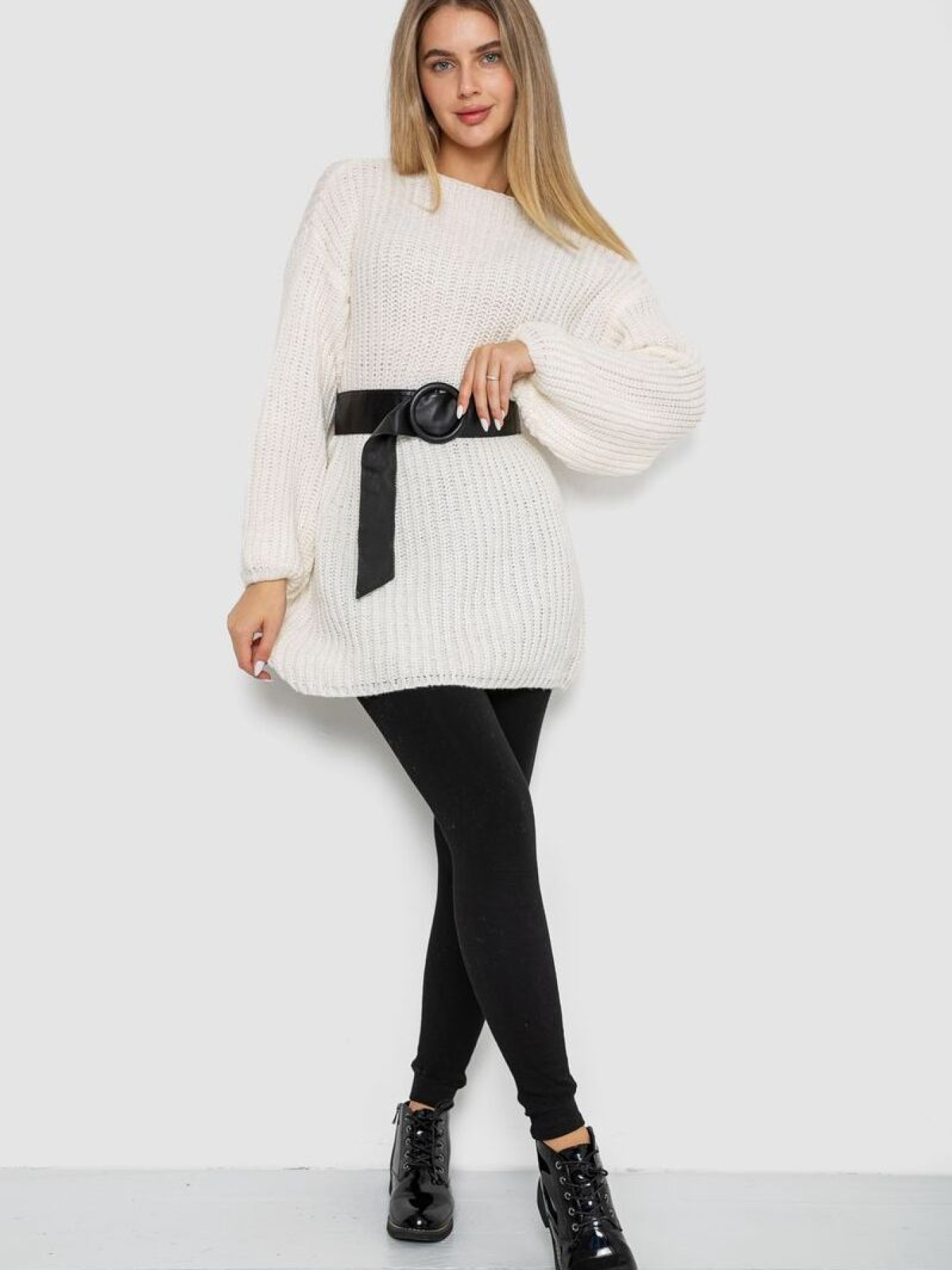 Свитер-туника с поясом 242R050 модель У-1131329::000000060 Фото