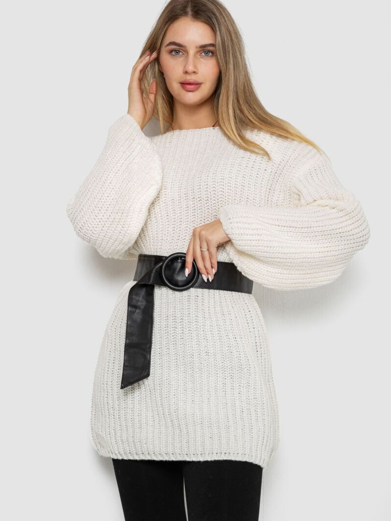 Свитер-туника с поясом 242R050 модель У-1131329::000000060 Фото