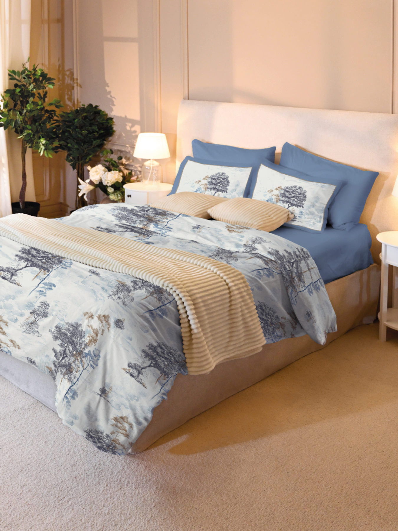 Наволочка "Магія лісу" з натурального сатину MBM HOME модель BL-P-01 BLUE/WHITE Фото