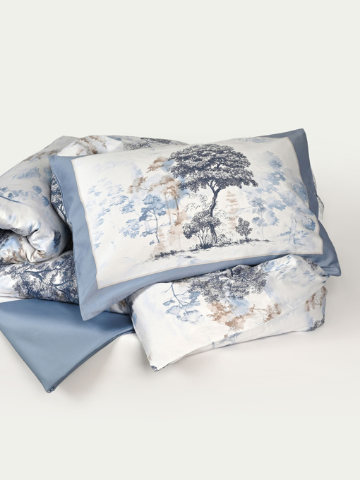 Наволочка "Магия леса" из натурального сатина MBM HOME модель BL-P-01 BLUE/WHITE Фото