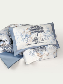 Наволочка "Магія лісу" з натурального сатину MBM HOME модель BL-P-01 BLUE/WHITE Фото