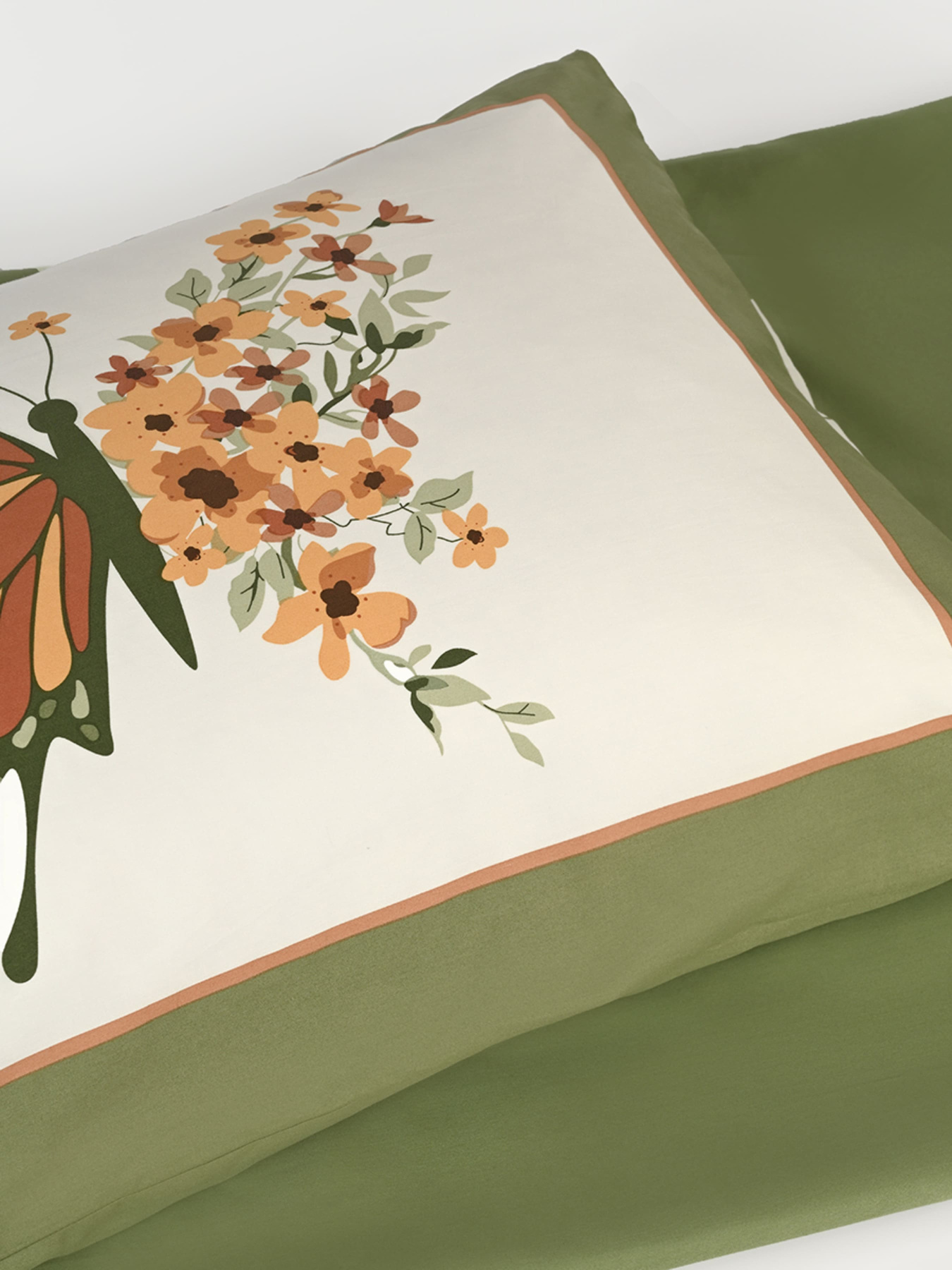 Наволочка "Цветочное поле" из натурального сатина MBM MY HOME модель BL-P-02 GREEN/PRINT Фото