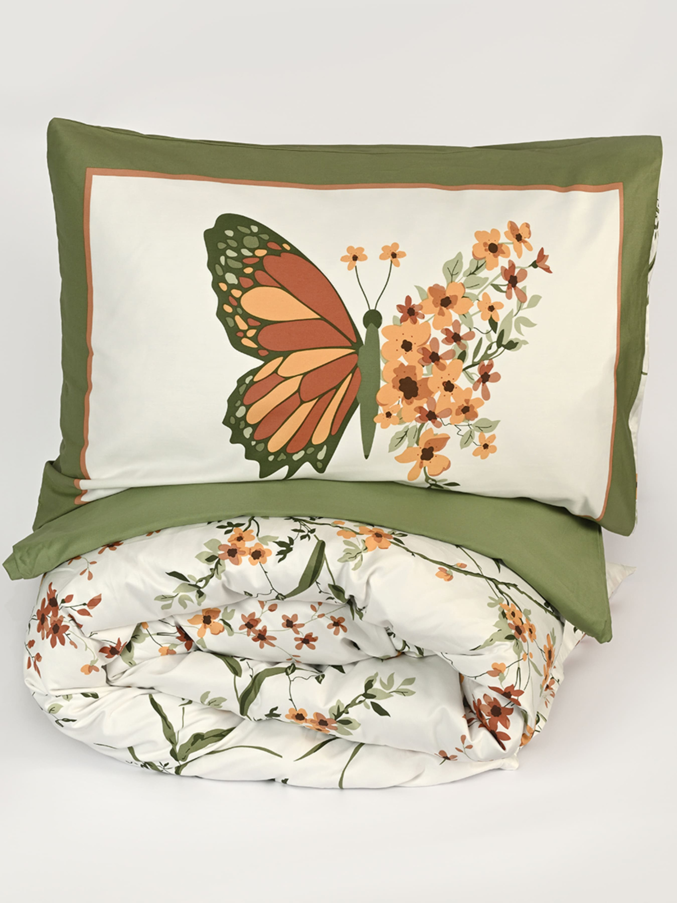 Наволочка "Цветочное поле" из натурального сатина MBM MY HOME модель BL-P-02 GREEN/PRINT Фото