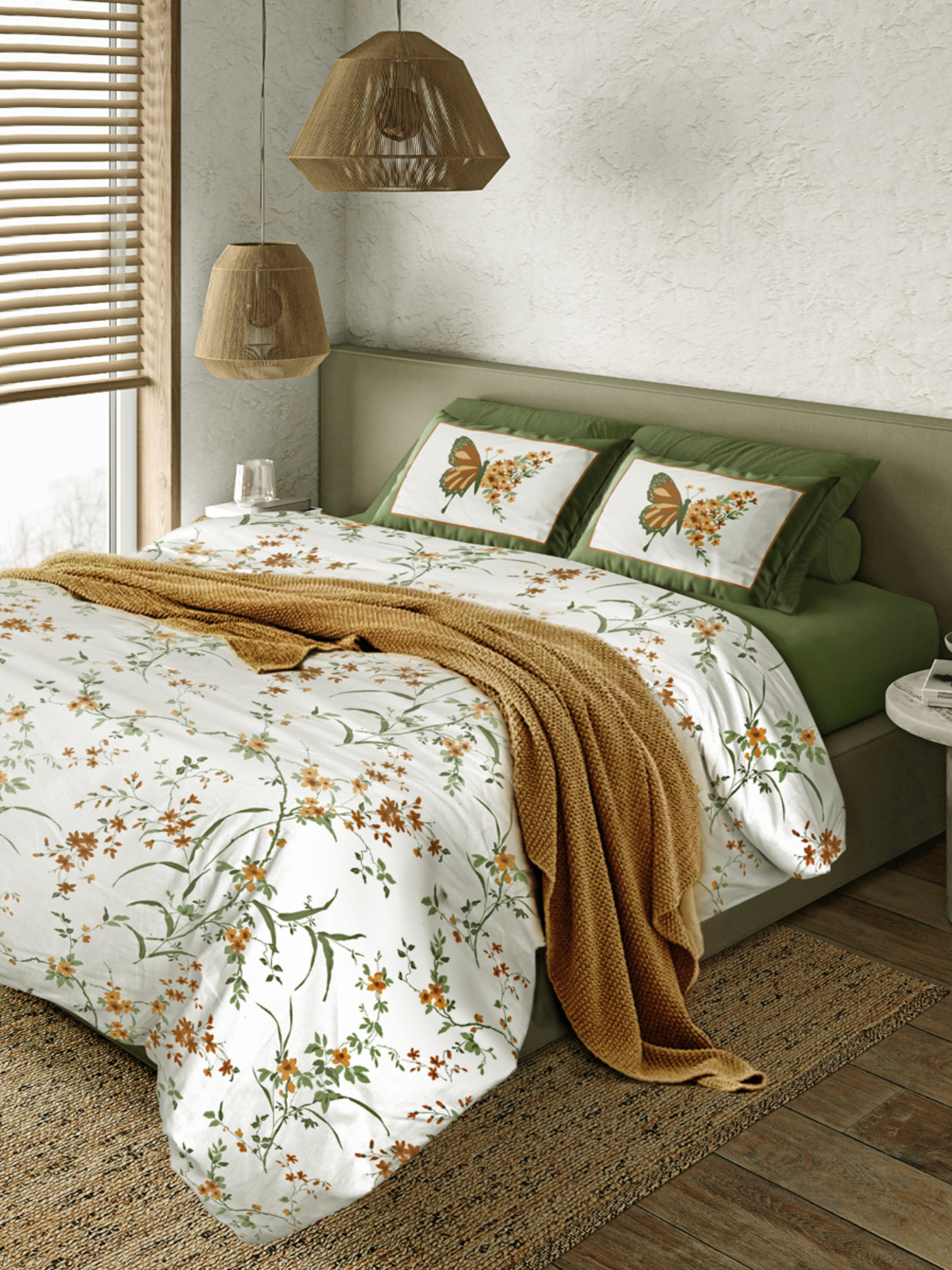 Наволочка "Цветочное поле" из натурального сатина MBM MY HOME модель BL-P-02 GREEN/PRINT Фото