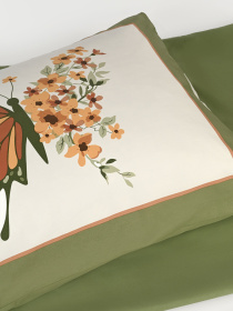 Наволочка "Цветочное поле" из натурального сатина MBM MY HOME модель BL-P-02 GREEN/PRINT Фото